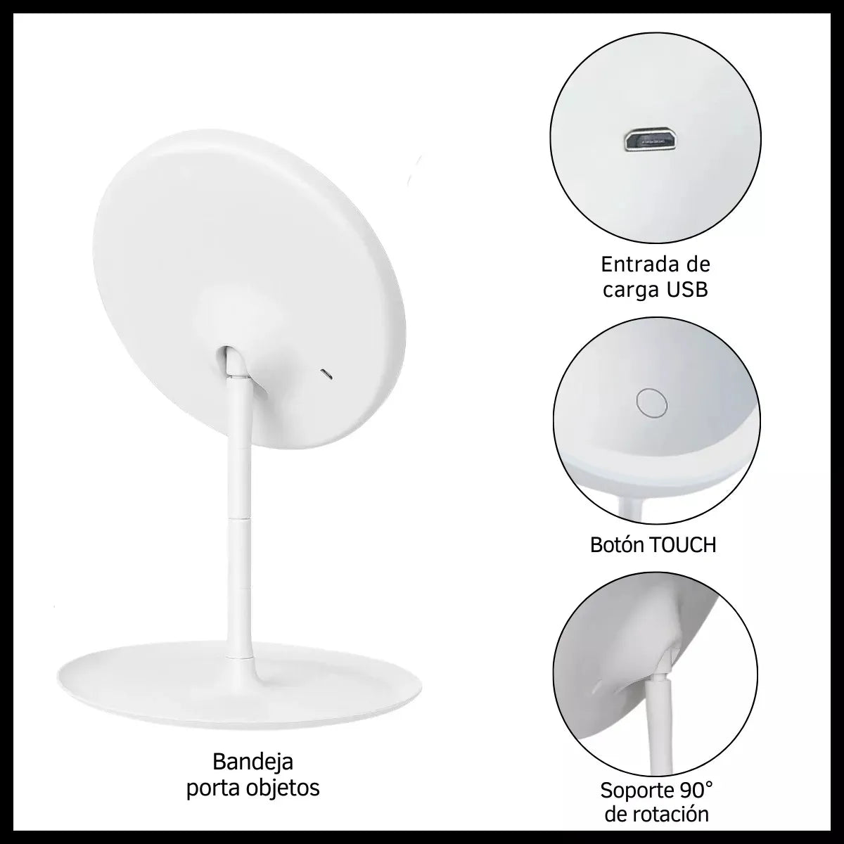 Rechargeable Touch LED Makeup Mirror