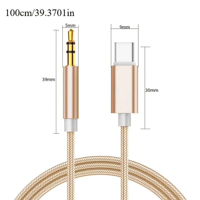 RISKAI USB Type-C to 3.5mm Auxiliary Cable