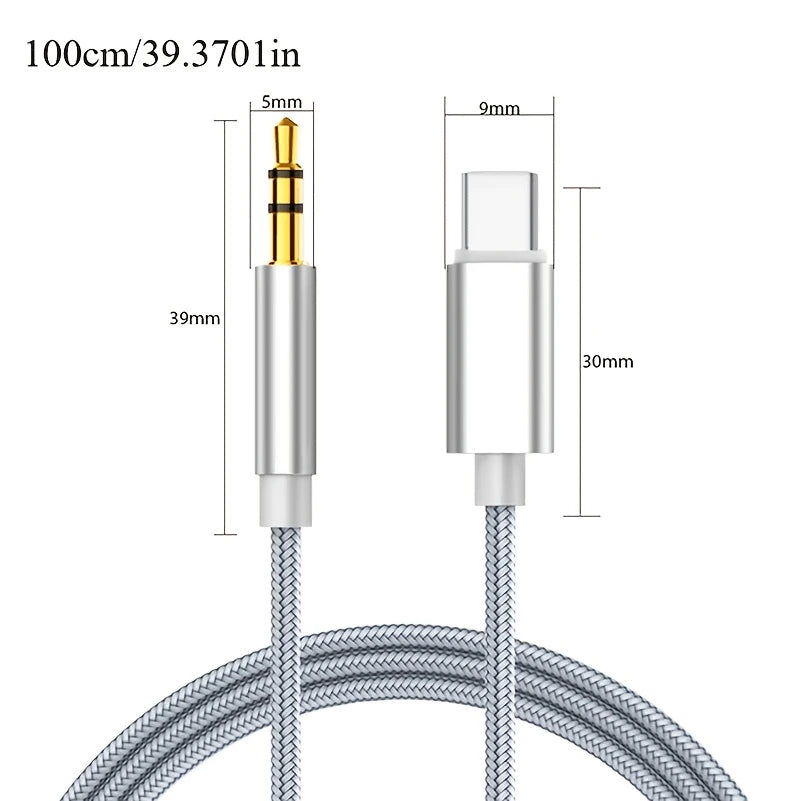 RISKAI USB Type-C to 3.5mm Auxiliary Cable